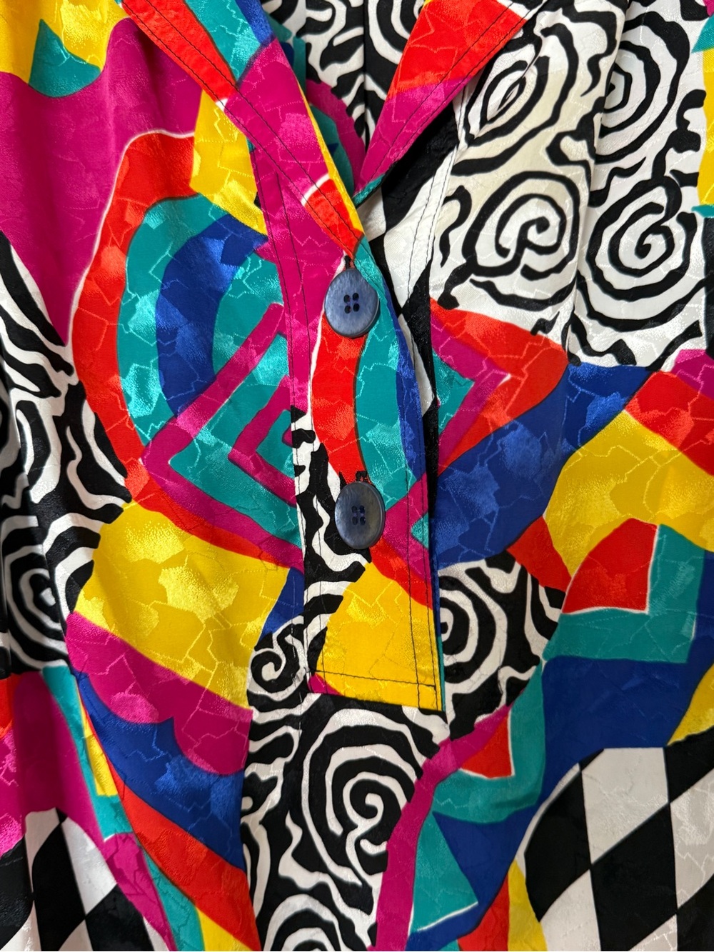 Magna Multicolor Abstract Print Button-Front Blouse - Picture 3 of 11